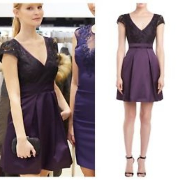 Karen Millen Dresses & Skirts - Purple and Black Top Laced Dress by Karen Millen